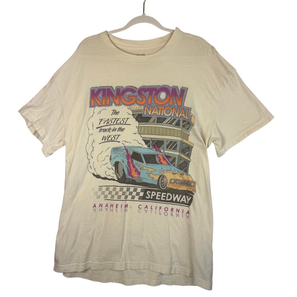 Abercrombie & Fitch Relaxed Racing Graphic Tee T-Shirt Size XL Off White